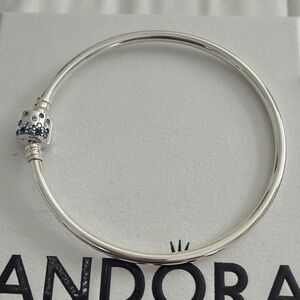 Pandora Silver Bracelet with Dark Blue Charm